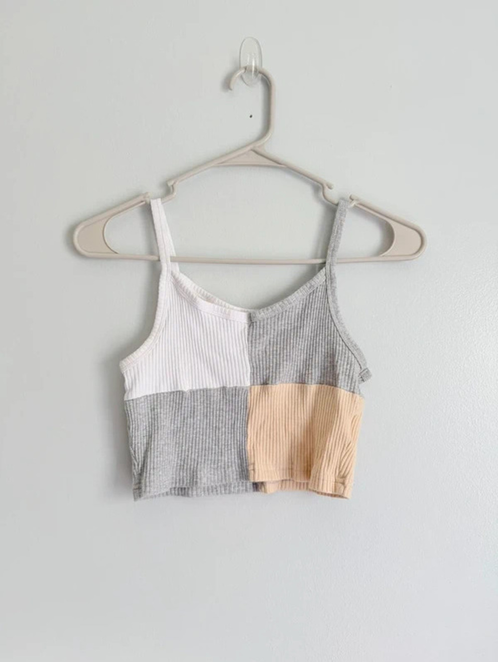 SHEIN Ribbed Colorblock Crop Tank Top Size S